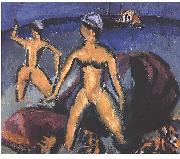 Ernst Ludwig Kirchner Two women at the sea oil on canvas